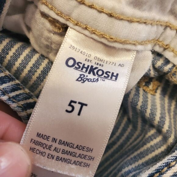 Oshkosh Vintage 5T Hickory Stripe Denim Vestbak Overalls Farm Ranch Faded - Picture 6 of 6
